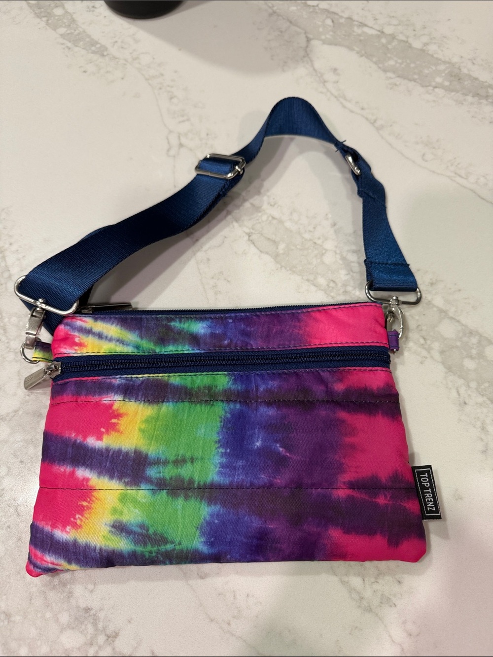 Kids Tie-Dye Crossbody Bag with Adjustable Navy Strap